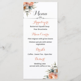 Menu Peach e Recepção de casamento Branca