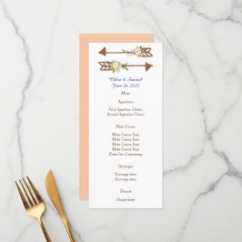 Menu Peach Floral Wedding
