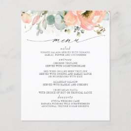 Menu Peach Floral Wedding