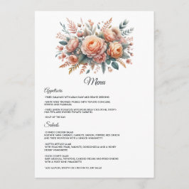 Menu Peach Fuzz Floral Wedding