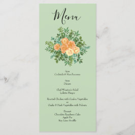 Menu Peach Green Wedding Primavera Pastel