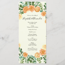 Menu Peach Ivory Wedding Vintage Rosa