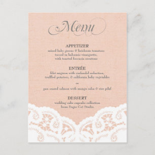 Menu Peach Lace Doily Wedding