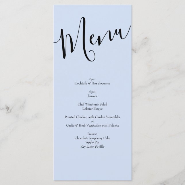 Menu Peach Light Blue Peony & Rosa Floral WedMenu (Frente)