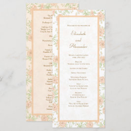 Menu Peach Rose Wedding Programs