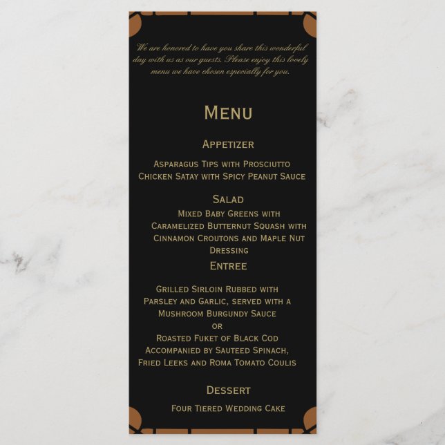 Menu Peacock e Casamento Floral da Deco de Arte de (Frente)