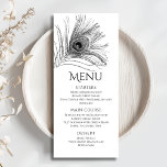 Menu Peacock Feather Glitter Silver Bat Mitzvah<br><div class="desc">Este design apresenta uma elegante pena de pavão brilhante prateada sobre um fundo branco com as informações do menu Bat Mitzvah abaixo. Personalize editando o texto nas caixas de texto. Projetado para você pelo Evco Studio www.zazzle.com/store/evcostudio #mitzvah #batmitzvah #eventplanejer #mazeltov #jewant #mitzvahswag #party #jewishlife #casamento #kosher #mitzvahlife #corporateevents #mitzvahparty #partyplanejer...</div>