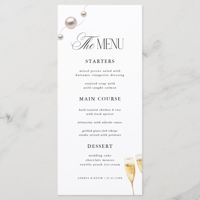 Menu Pearls & Prosecco Bridal Shower (Frente)