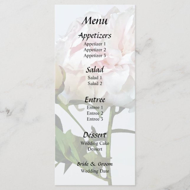 Menu Peônia Rosa Pálido e Broto (Frente)