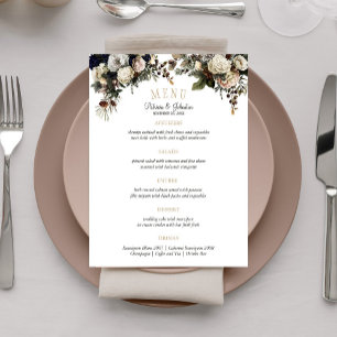 Menu Pêonias de inverno elegantes e cardápio de casamen
