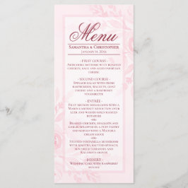 Menu Peônias em Aquarela Rosa Elegante Casamento Boho C
