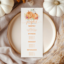 Menu Pequena Abóbora a Caminho Chuveiro de Bebê Floral