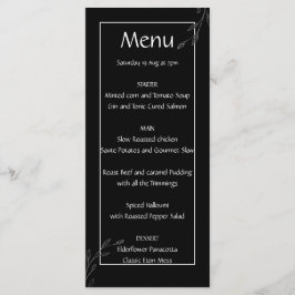 Menu Pequena e simples vinha floral minimalista branca