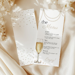Menu Pérolas e Chá de brunch Bridal Prosecco elegante