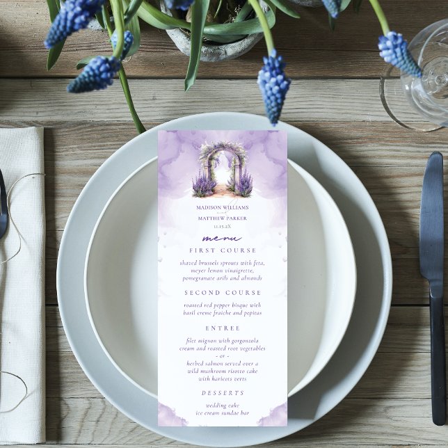 Menu Personalização de Casamento de Lavanda de Jardim (Criador carregado)