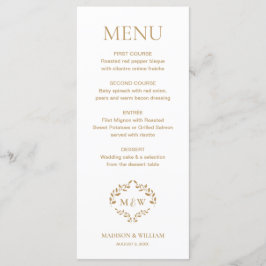 Menu Personalização de Monograma de Crest de Casamento 