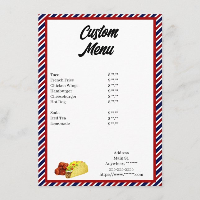 Menu Personalizado  (Frente)