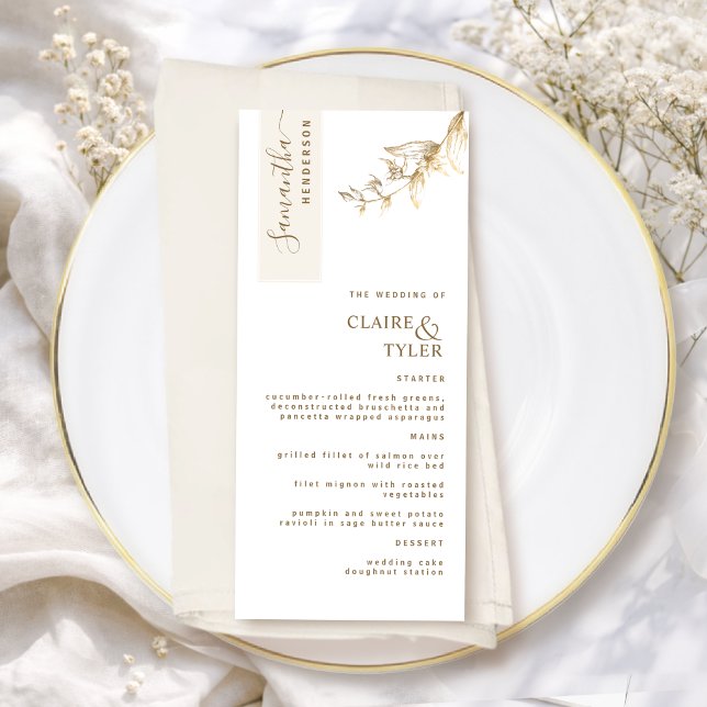 Menu Personalizado com Nome do Convidado Marfim e Casam (Criador carregado)