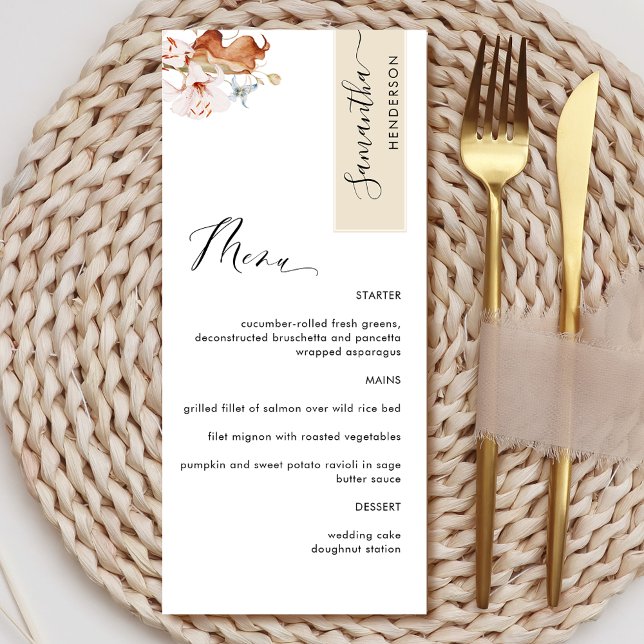 Menu Personalizado com o Nome do Convidado, Flores Terr (Criador carregado)