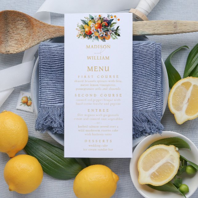 Menu Personalizado de Casamento Laranja de Verão (Criador carregado)
