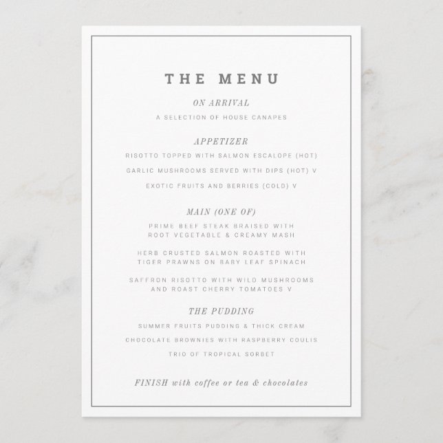 Menu personalizado de evento ou casamento branco d (Frente)