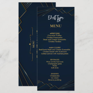 Menu personalizado de festa de aniversário
