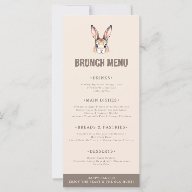 Menu Personalizado de Partido de Páscoa de Coelhin (Frente)