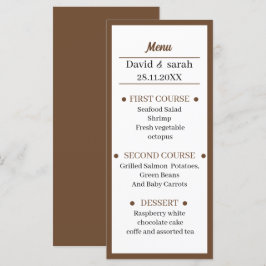Menu Personalizado do Janto de Casamento Marrom Simples