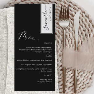 Menu Personalizado elegante com nome de convidado preto