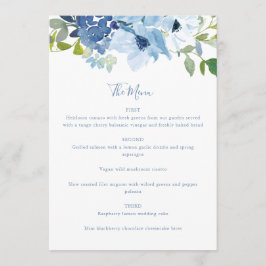 Menu Personalizar Script Floral Floral de Cor Azul-Chic
