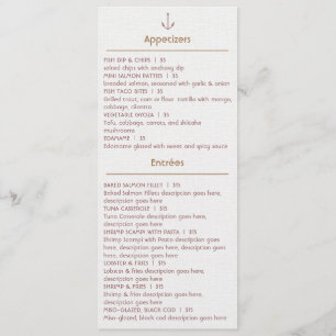 Menu Personalizável para o Restaurante do Mar