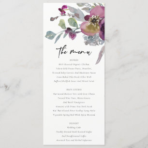 MENU PÊSSEGO DE PÊSSEGO LÍLAC WATERCOLOR FLORAL CASAMEN