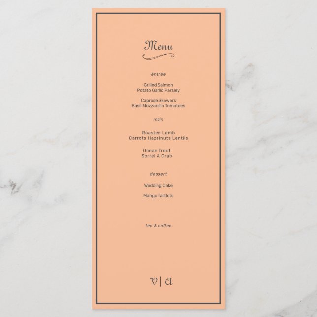 Menu Pêssego Elegante do Felpudo com a borda (Frente)