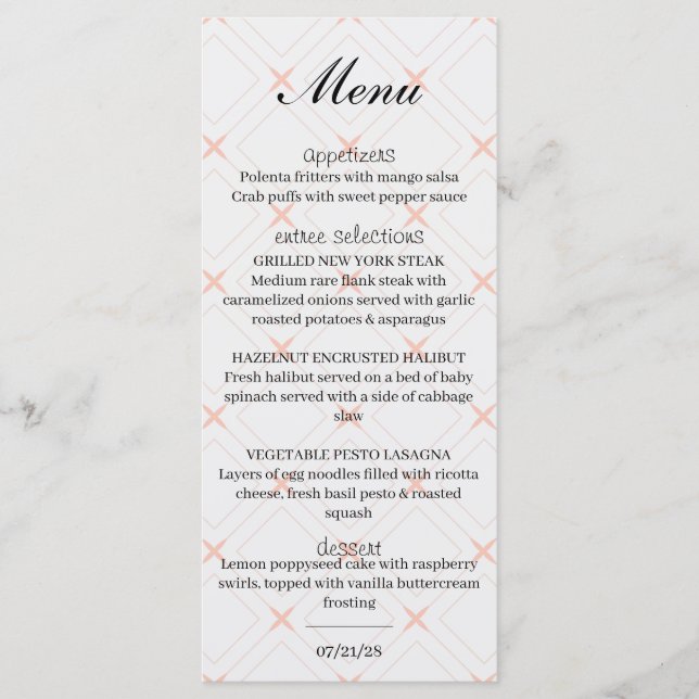 Menu Pêssego Pastel e Geométrico Creme (Frente)