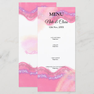 Menu Pêssego rosa simples glitter aquarela casamento pe