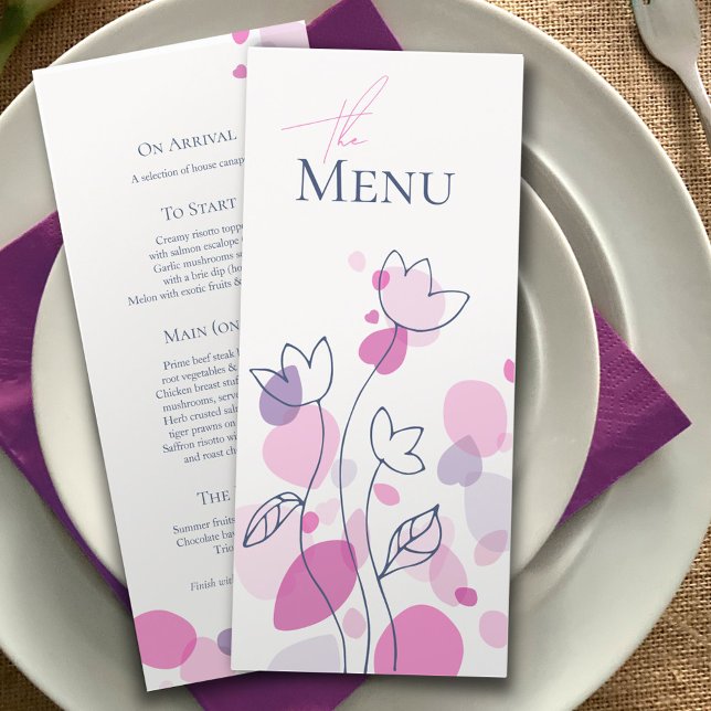 Menu Pétalas de confete modernas rosa azul 4 itens no m (Criador carregado)