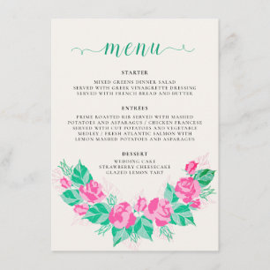 Menu Pétalas de Rosa Verde Rosa Flores Jardim Casamento