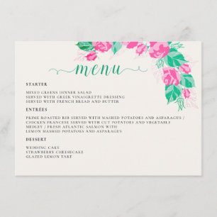 Menu Pétalas de Rosa Verde Rosa Flores Jardim Casamento