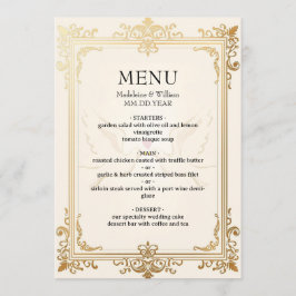Menu Pigeon Elegant Luxury Casamento Dourado