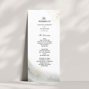 Menu Pinceladas Abstratas de Aquarela Verde & Dourado