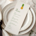 Menu Pineapple Tropical Coastal Wedding Dinner<br><div class="desc">Add a cheerful tropical touch to your reception with this pineapple image wedding menu. The front features a charming pineapple illustration that brings a fun island vibe to your table setting, while the back showcases classic blue stripes for a fresh coastal look. The combination of tropical and nautical elements makes...</div>