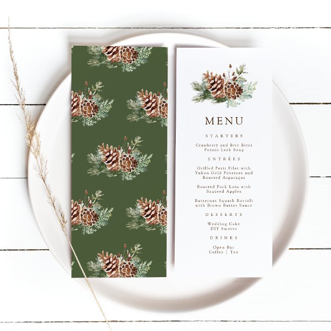 Menu Pinheiro Elegante (Elegant Pine Watercolor Wedding Menu by Painted Paperie
)