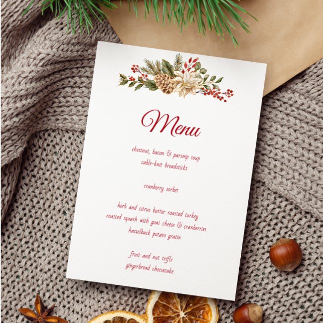 Menu Pinheiros de Aquarela Elegante (Criador carregado)