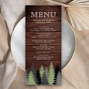 Menu Pinheiros de Madeira Rústica Casamento de Inverno