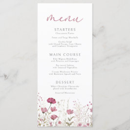 Menu Pink Baby In Bloom Floral Wildflower Baby Shower