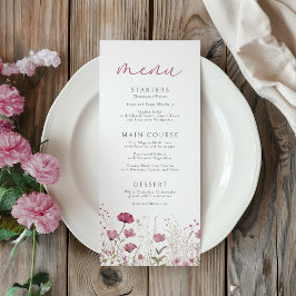 Menu Pink Baby In Bloom Floral Wildflower Baby Shower