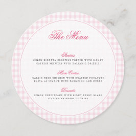 Menu Pink Gingham Teddy Bear Neutral Baby Shower