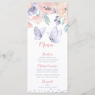 Menu Pink Purple Floral Butterfly Girl Baby Shower