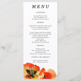 Menu Pintura em Aquarela de Flor de Papoula Casamento d