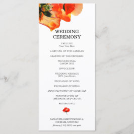 Menu Pintura em Aquarela Flor de Papoula Cerimônia Casa